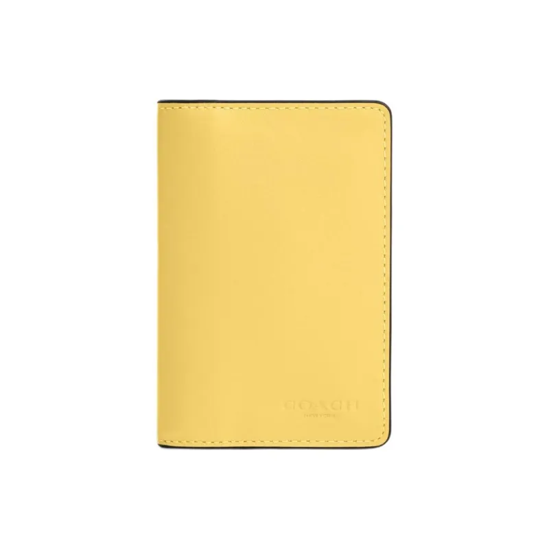 COACH Calfskin Coin Purses Wallets Mini Women's Gunmetal With Vintage Yellow Accents-0