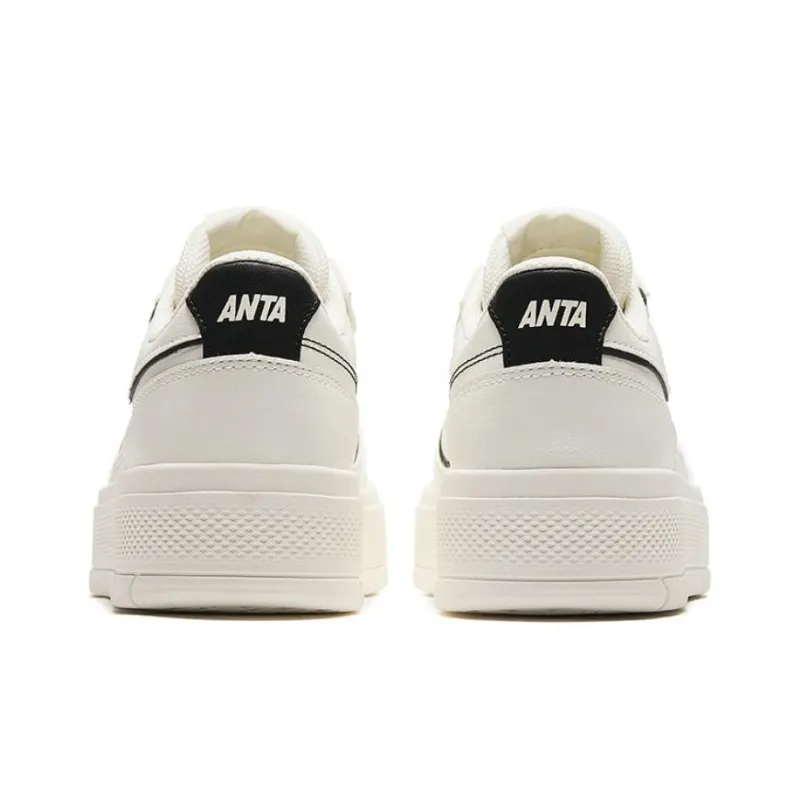 Anta Non slip Lightweight Low Top Skateboard Shoes Women's White Black-2