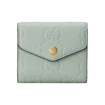 GUCCI Leather Wallet Medium Size Women's Light Green