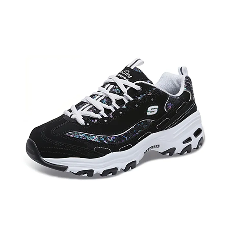 Skechers D'Lites Low Top Sneakers Black/White Women's-2