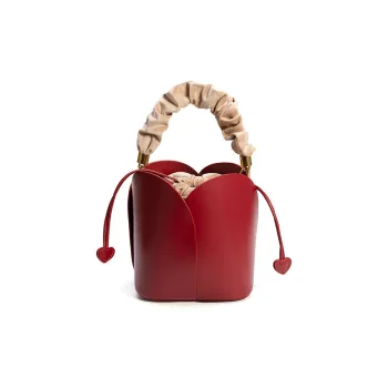 LARTIGENT Microfiber Synthetic Leather Cylinder Bag Bucket Bag Handbag Regular Women's Burgundy/Brown