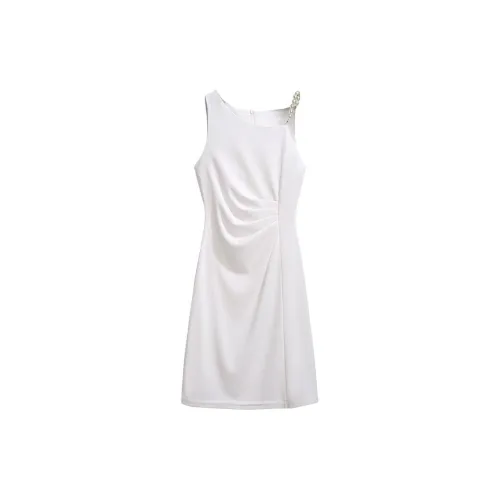 Silky Queen Slip Dresses Women's White