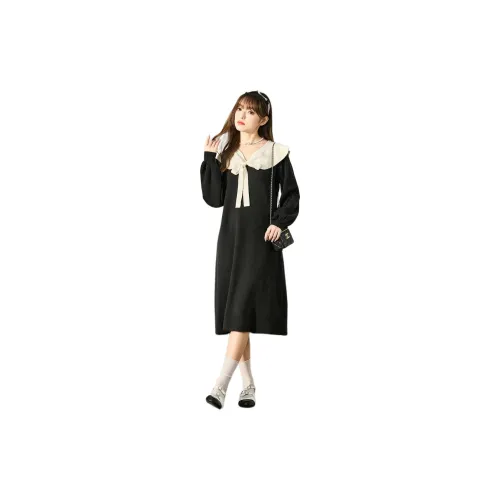 Tonlion Long-Sleeved Dresses Women's Black