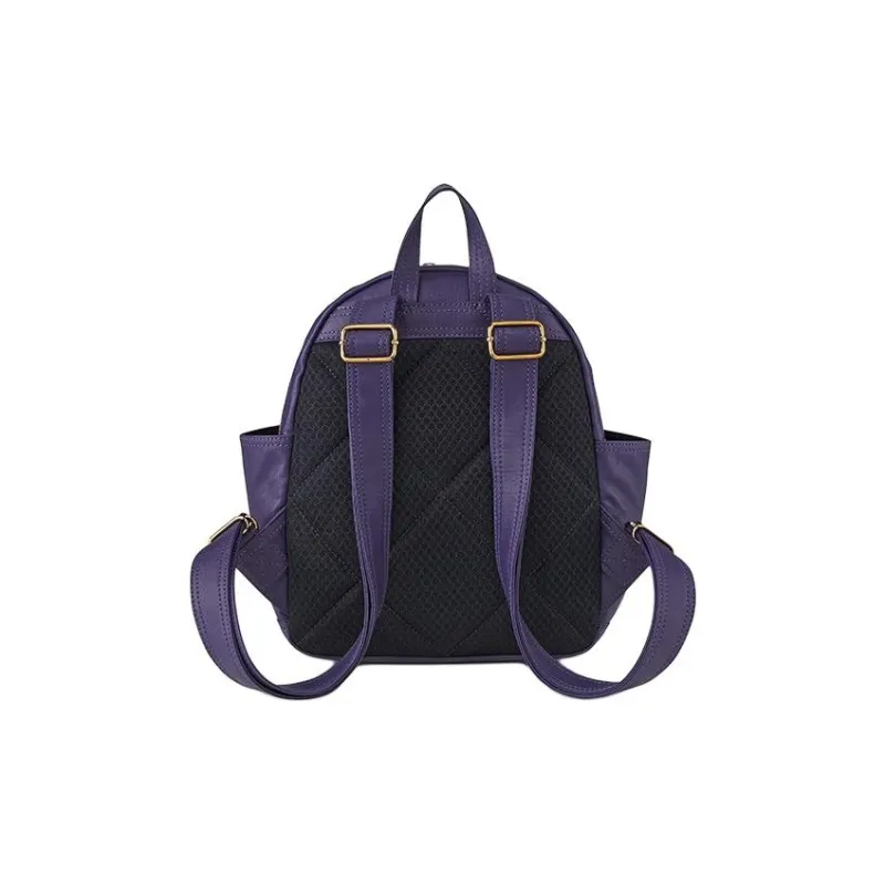 PORTER Linen With PU And Leather Patchwork Backpack Unisex Smoke Purple-2