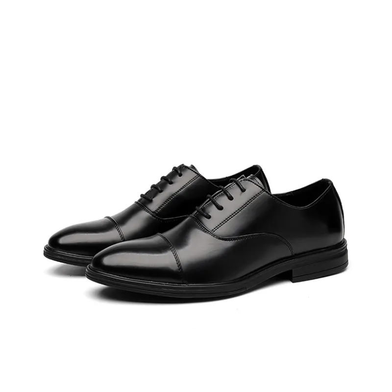 GZZ Dress Shoes Men Low Top Black-2