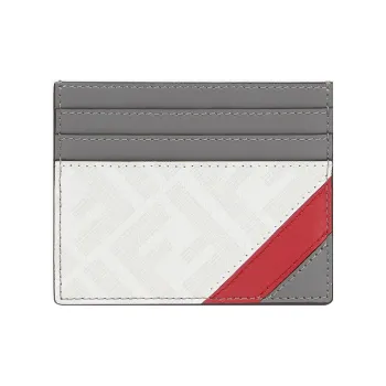 FENDI Fabric With Calfskin Card Clip Card Holder Men's Gray