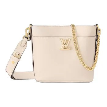 LOUIS VUITTON Grained Calfskin Bucket Bags Shoulder Bag Crossbody Bag Women's Quartz White