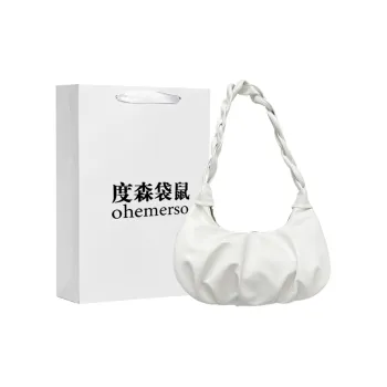 Dusen Kangaroo PU Shoulder Bag Regular Women's White/Silver/Black