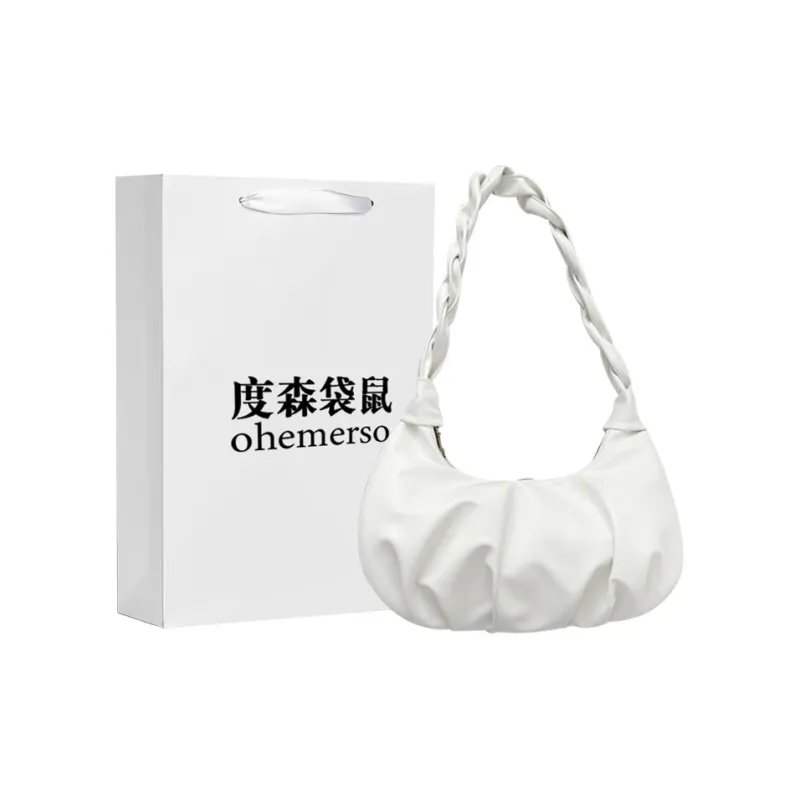 Dusen Kangaroo PU Shoulder Bag Regular Women's White/Silver/Black-0