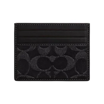 COACH Card Case Denim Card Holder Mini Women's Silver & Black