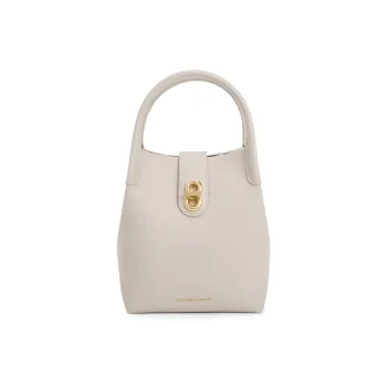 CHARLES&KEITH Polyurethane Mother And Child Bucket Bag One Shoulder Handbag Medium Size Women's Noir Black/Oat Oat