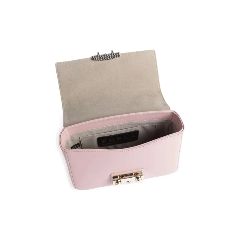 Furla Fine Grain Leather Shoulder Bag, Crossbody Bag, Handbag Mini Women's Ancient Pink-3