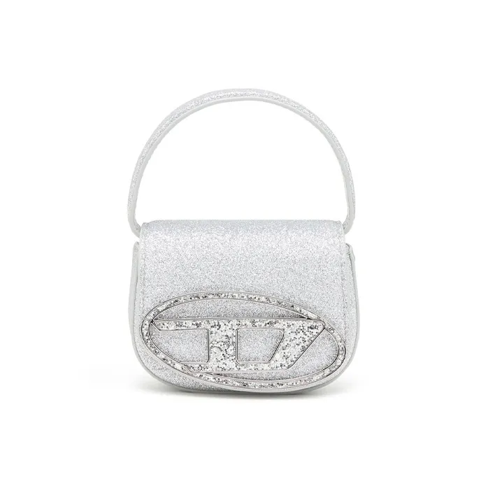 DIESEL Double Glitter Fabric Handbag Shoulder Bag Women's Silver-0