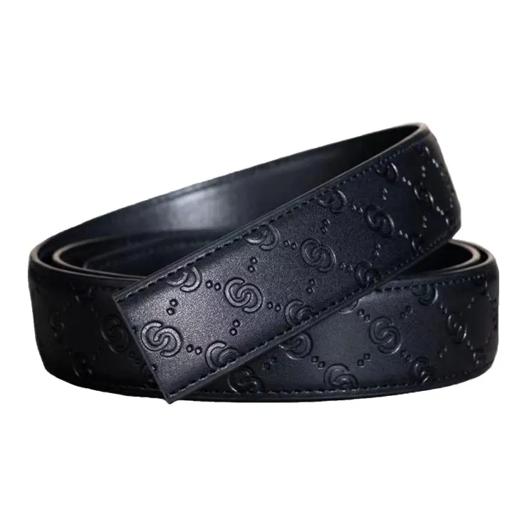 AUGTARLION Pure Strap With No Buckle Head Top Grain Cow Leather Leather Belts Men's 3.5CM-4