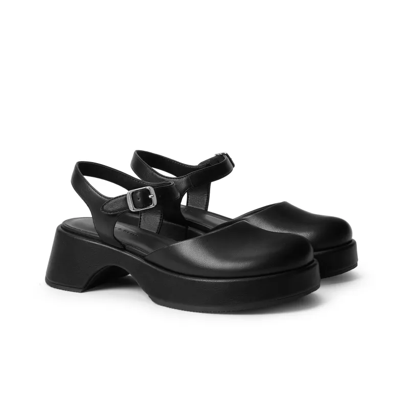 CHARLES&KEITH Small CK Gothic Lolita Style Strap Sandals 5.2cm Women's Black/Pink White Chalk/Brown/Dark Blue-1