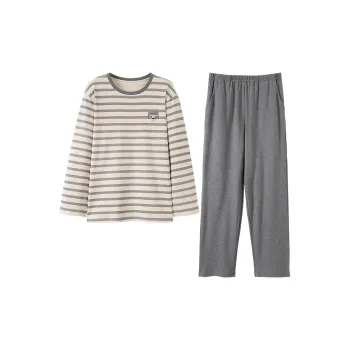 WOLFSFUL Pajama Set Men's Soft Gray Stripes