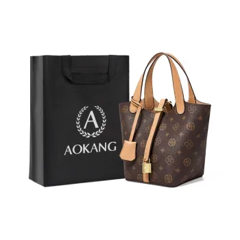 AOKANG PVC Bucket Bag, Crossbody Bag, Handbag, Shoulder Bag, Handheld Commuter Bag Small Size Women's Coffee