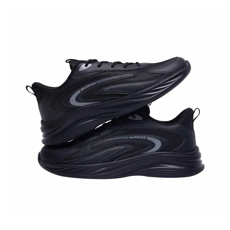 Warrior Durable Breathable Lightweight Low Top Running Shoes Men's Black-4
