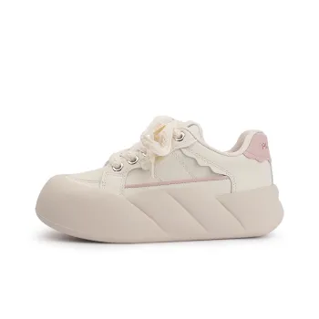 Shen Linsen Waterproof Cushioning Height Increasing Low Top Skateboard Shoes Women's Beige Pink