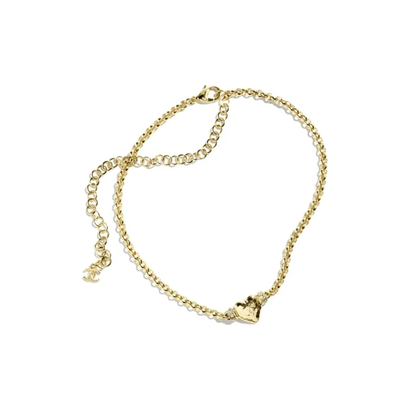 CHANEL Metal Rhinestone Necklaces Women's Gold-0