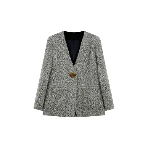 GZQJ Cropped Coats Women's Gray