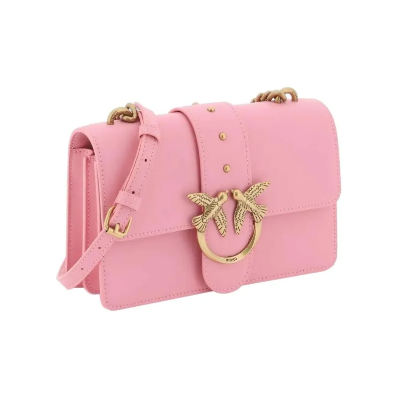 PINKO LOVE Series Cow Leather Crossbody Bag, Shoulder Bag Mini Women's Pink-2