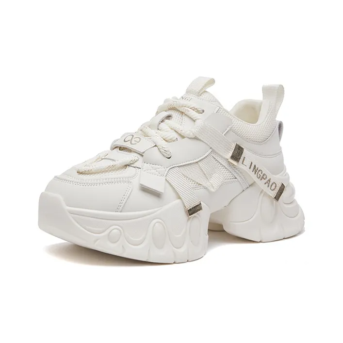 LINGPAO Lightweight Height Increasing Wear-Resistant Low-Top Chunky Sneakers Women's Purple-1