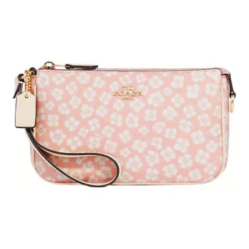 COACH Nolita Artificial Leather Mahjong Bag Shoulder Bag Portable One Shoulder Clutches Small Size Women's Pink & White
