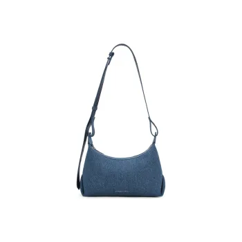 CHARLES&KEITH Fabric Crescent Bag, Shoulder Bag Regular Women's Denim Blue