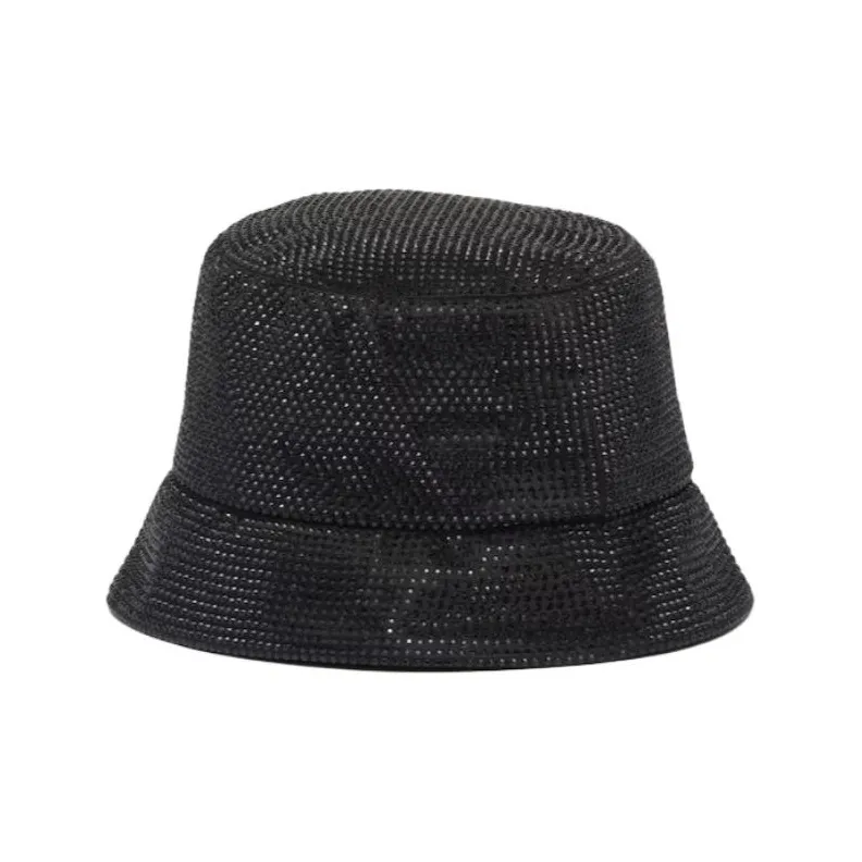 PRADA Fabric, Synthetic Crystal, Enamel, Cotton Metal Bucket Hats Women's Black-1