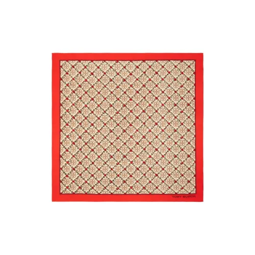 TORY BURCH Mulberry Silk Scarves Women's Red, Beige