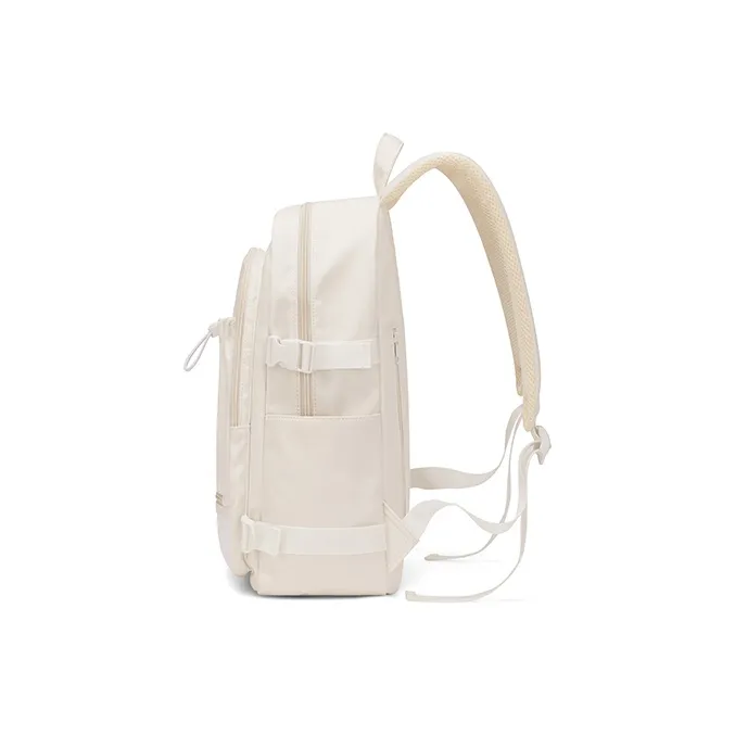 MAKEUP KITTEN Nylon Fabric Synthetic Leather Individual Versatile Backpack Large Size Unisex Ecru-3
