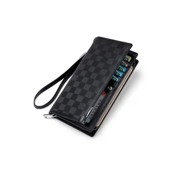 AUGTARLION Cow Leather Wallets With Money Clip Men's Black