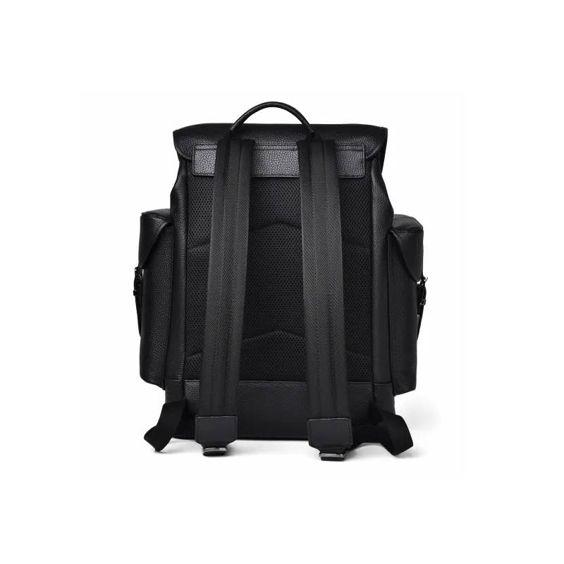Ceion Keust Cow Leather Backpack Large Size Men's Black-3