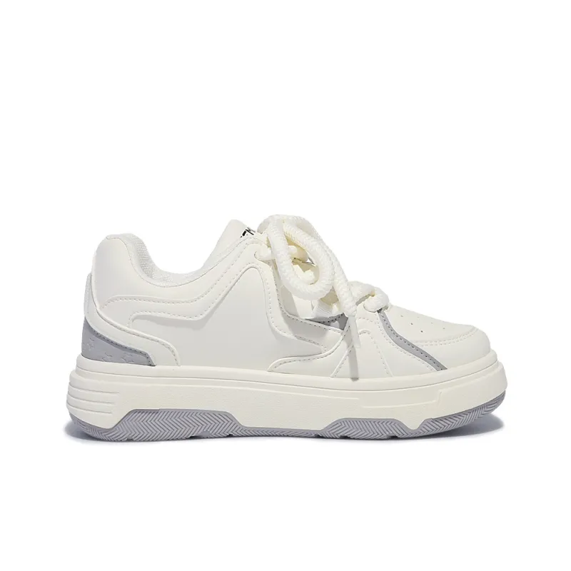 Miss Zhang Cushioning Height Increasing Low-Top Skateboard Shoes Women's White Silver-1