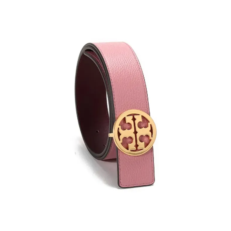 TORY BURCH Solid Color Decoration Smooth Buckle Leather Belts Women's Pink Width: 3.8CM-2