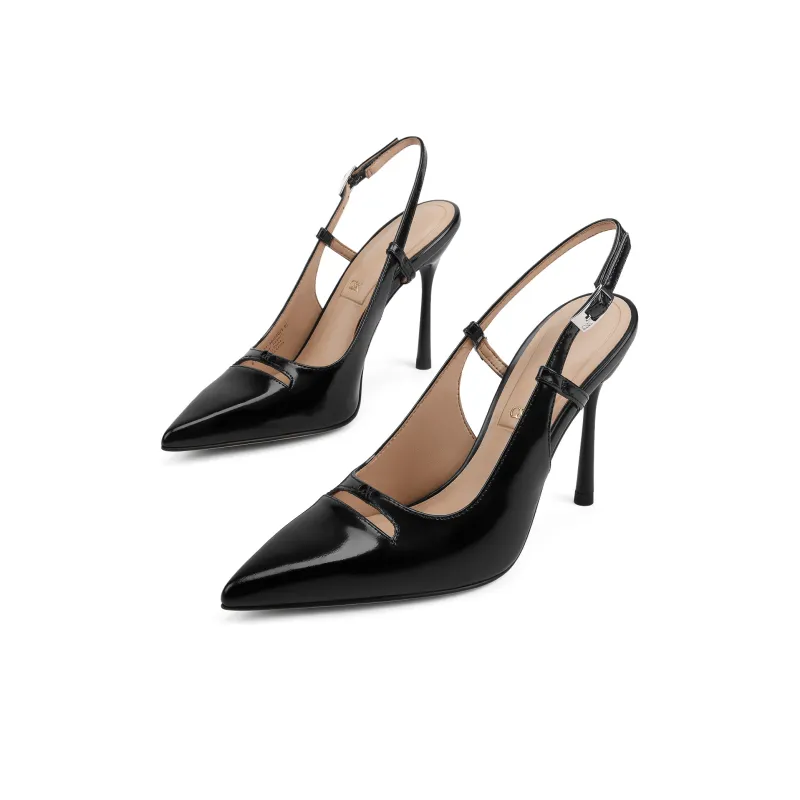 CHARLES&KEITH Small Ck One Strap High Heel Sandals 10.3cm Women's Black Box Black/Silver/Beige-2
