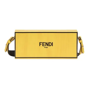 FENDI Leather Box Bag Shoulder Bag Crossbody Bag Unisex Yellow