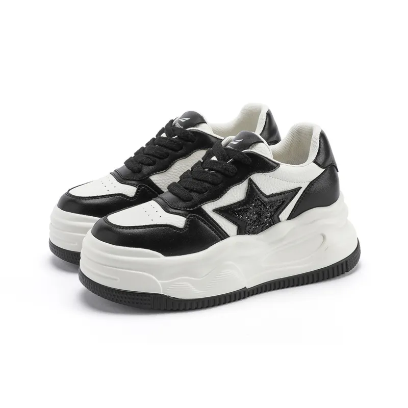 RED DRAGONFLY Anti Slip And Wear Resistant Height Increasing Low Top Casual Shoes Women's Ecru/Black-9