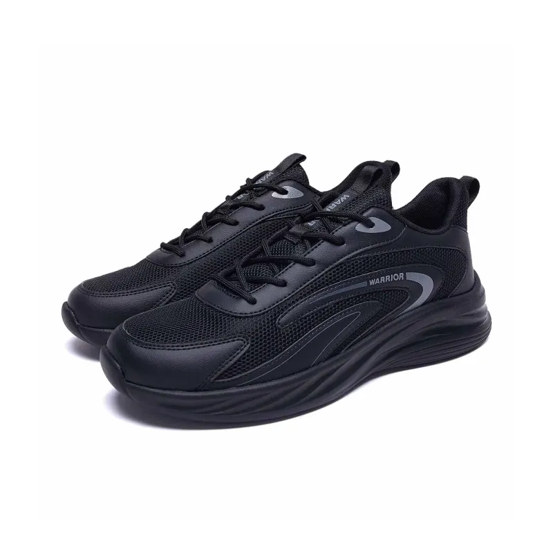 Warrior Durable Breathable Lightweight Low Top Running Shoes Men's Black-3