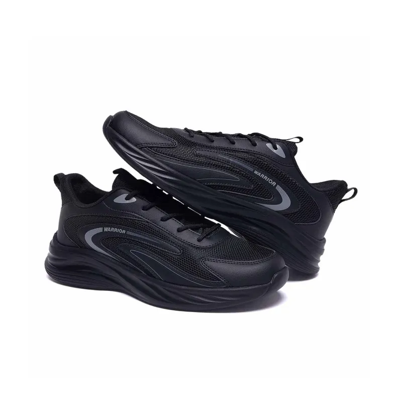 Warrior Durable Breathable Lightweight Low Top Running Shoes Men's Black-5