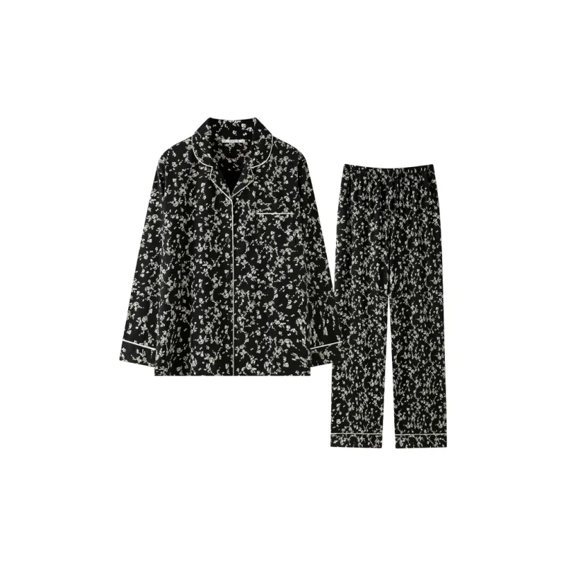 MEITENG Pajama Set Spring And Fall Season Women's Black-0