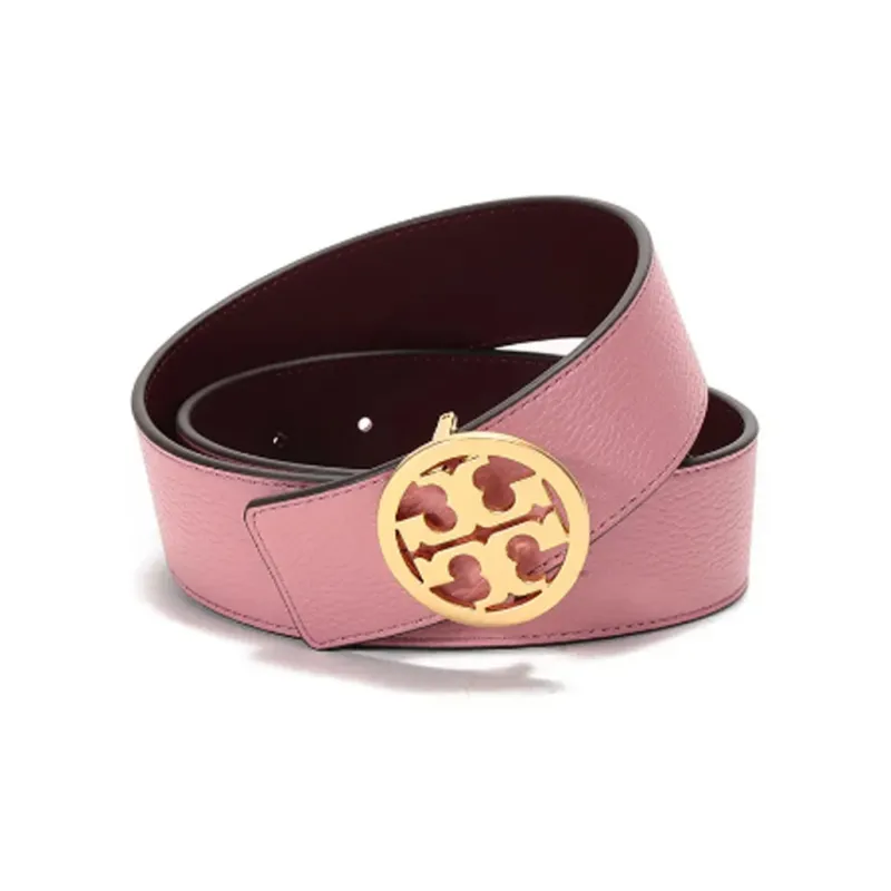 TORY BURCH Solid Color Decoration Smooth Buckle Leather Belts Women's Pink Width: 3.8CM-1