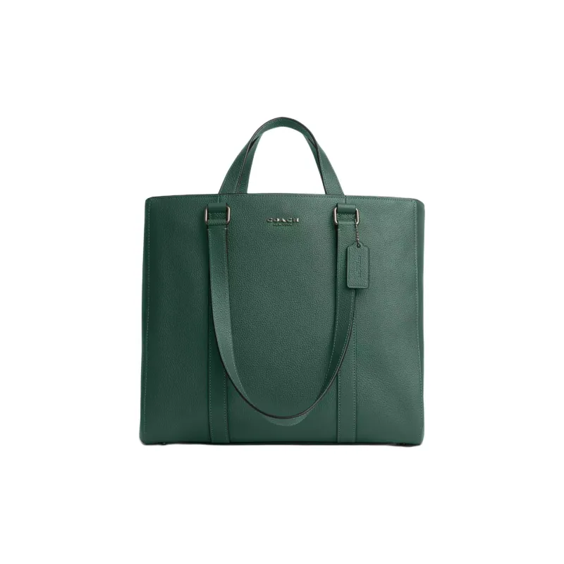COACH Hudson Natural Pebbled Leather Tote Bag Shopping Bag Shoulder Bag Handbag Large Size Women's Dark Color Pine Wood-0