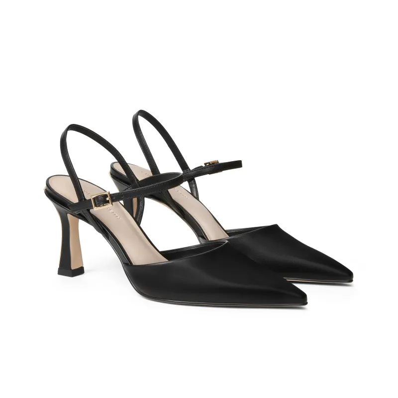 CHARLES&KEITH Small CK Strap Sandals 8cm Women's Nude Flesh/Black-5
