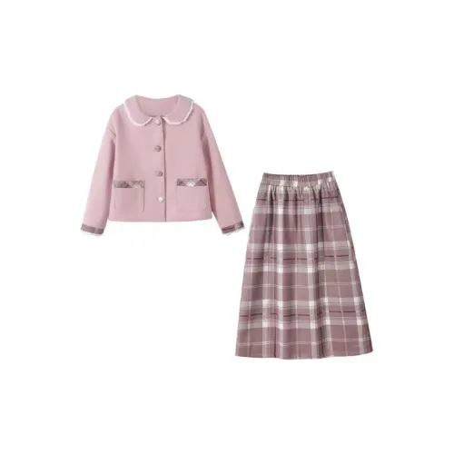 GLEE DIARY Two Piece Skirt Sets Women's Pink