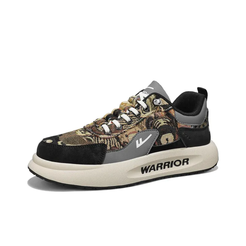 Warrior Wear resistant, Lightweight, Breathable, And Non slip. Low Top Skateboard Shoes Men's Dark Brown Gray-2