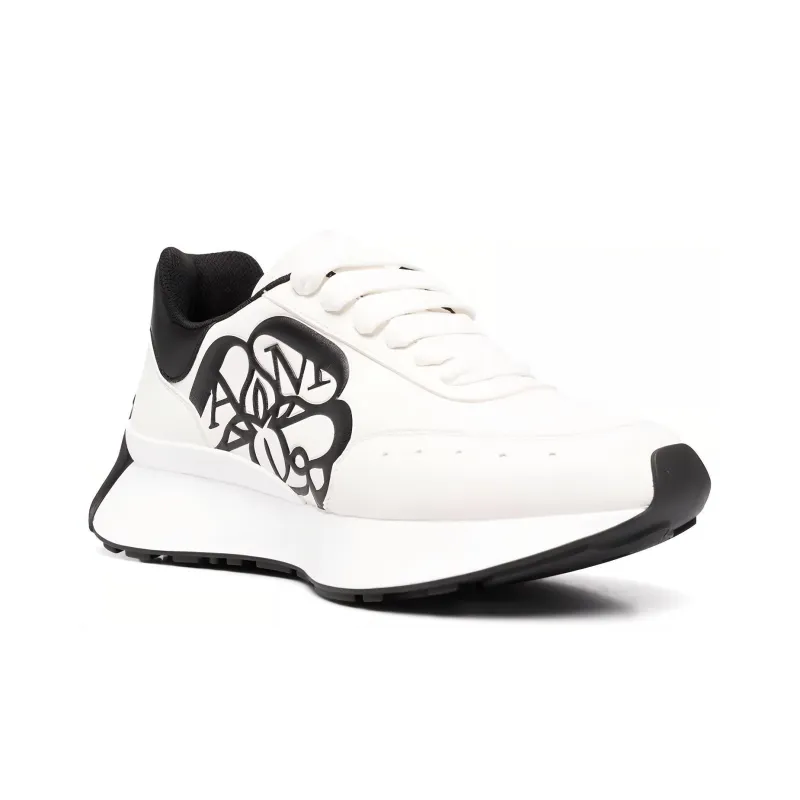 Alexander McQueen Sprint Runner Lace Up Sneakers 'White Black' Women's-1