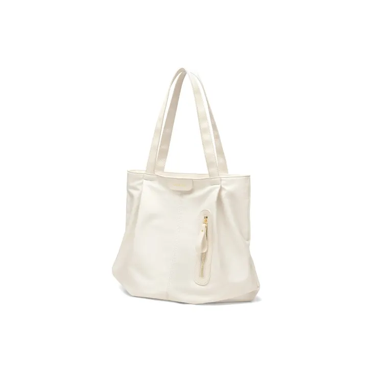 MAKEUP KITTEN Synthetic Leather Tote Bag Shopping Bag Shoulder Bags Large Size Women's Ecru/Black-2