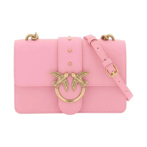 PINKO LOVE Series Cow Leather Crossbody Bag, Shoulder Bag Mini Women's Pink